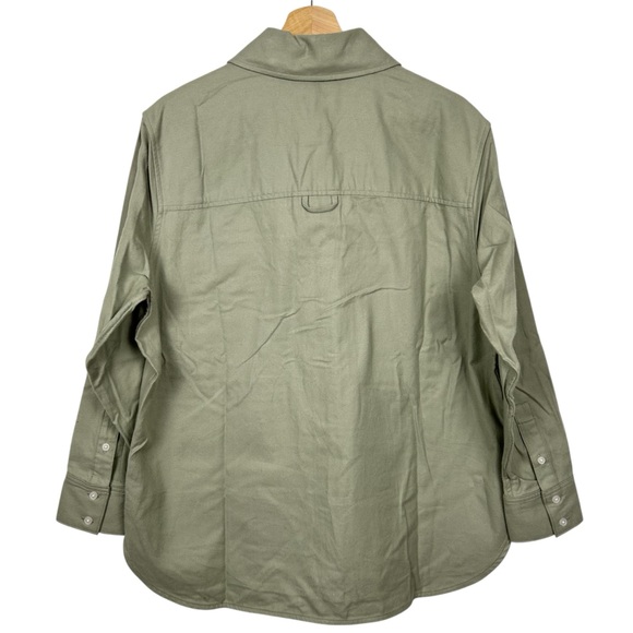 EVERLANE NWT The Boyfriend Shirt in Flannel, Seagrass, Size Medium - Picture 11 of 15